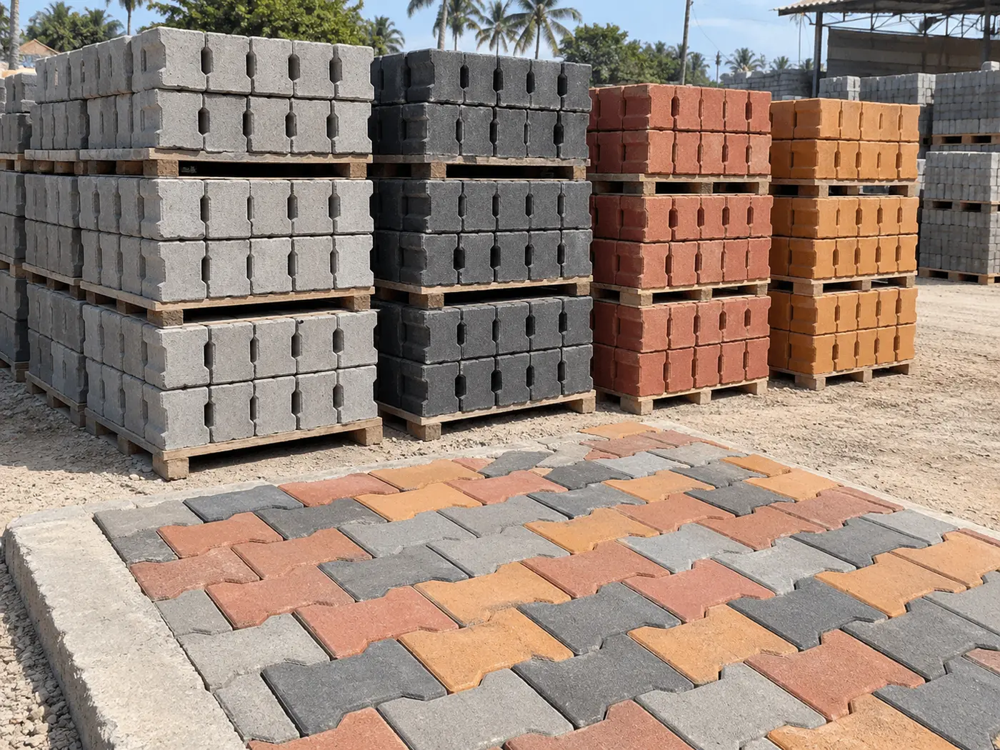 Cabro paving blocks in several colours